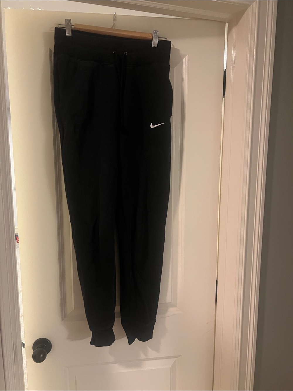 Nike Black womens' Jogger Sweatpants with White Swoosh